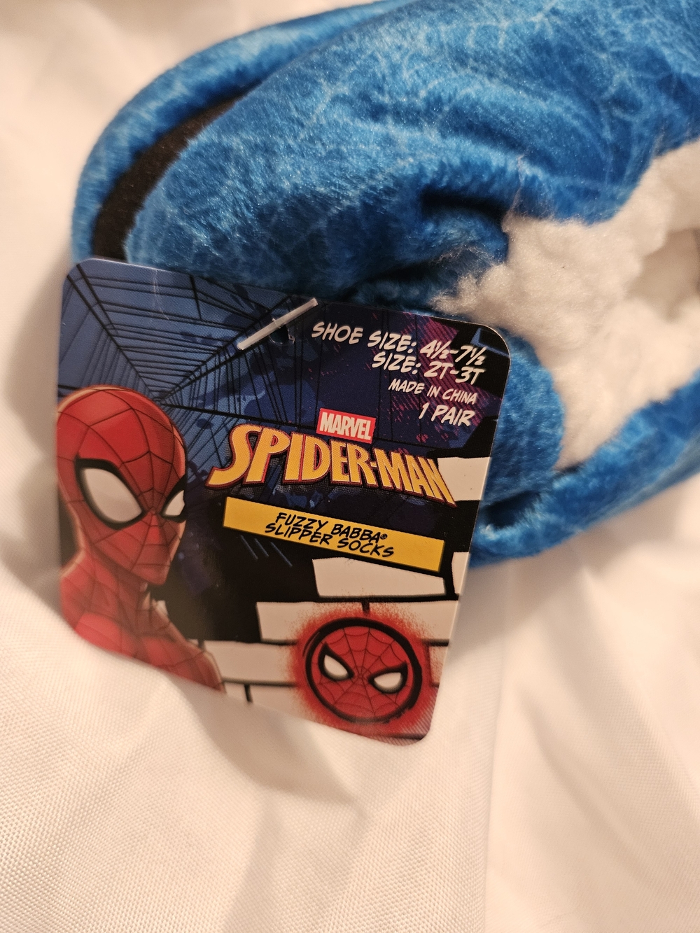 Marvel Spider-Man Fuzzy Blue Slipper Socks